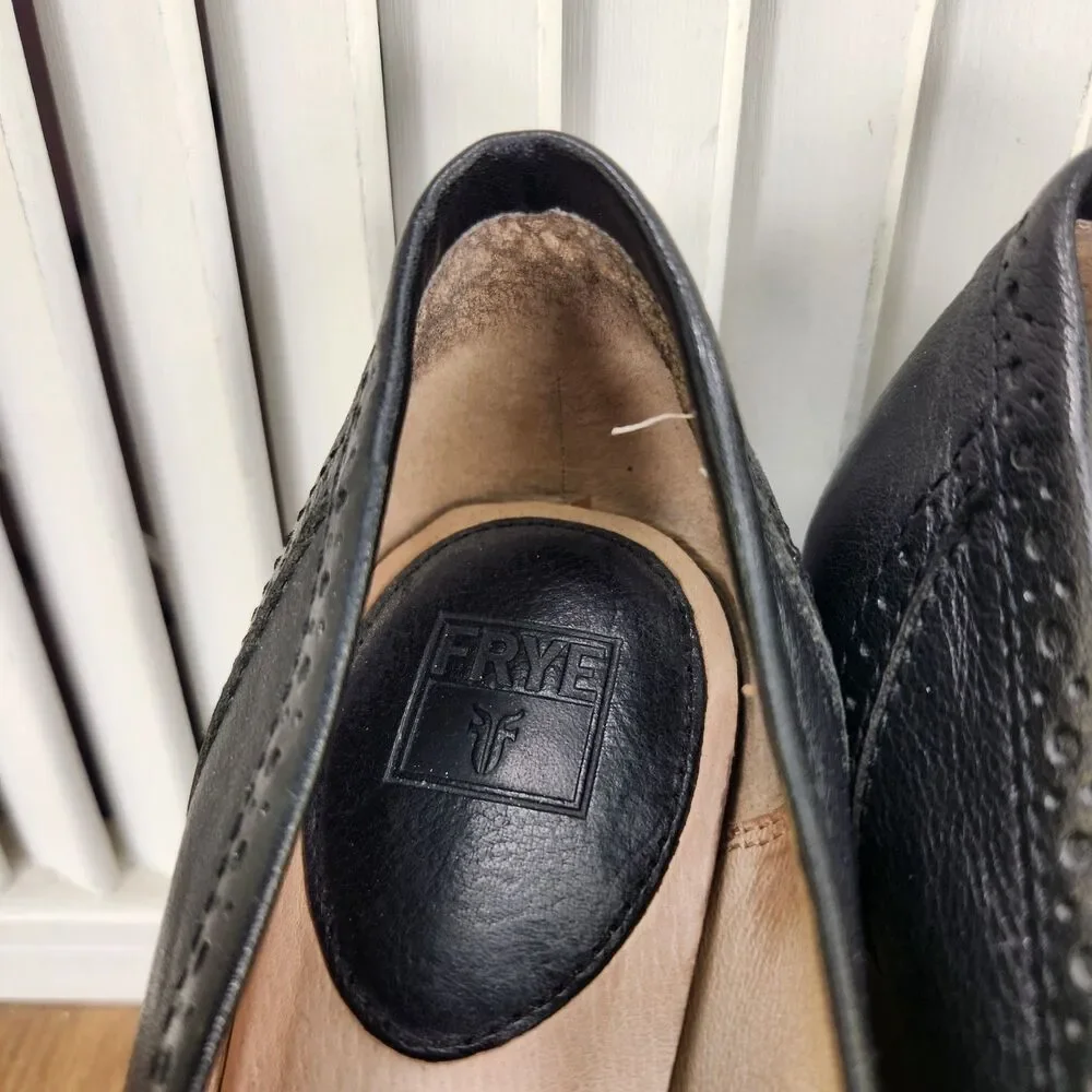 Frye Naiya Kiltie Moc Platform Pumps Womens 9.5M Black Chunky Stacked Heel Shoes